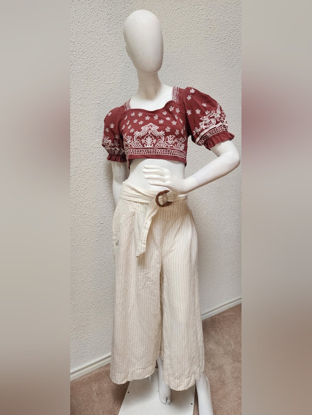 Anthropologie Palm Beach Belted Wide-Leg Pants Size 8 - Picture 3 of 7